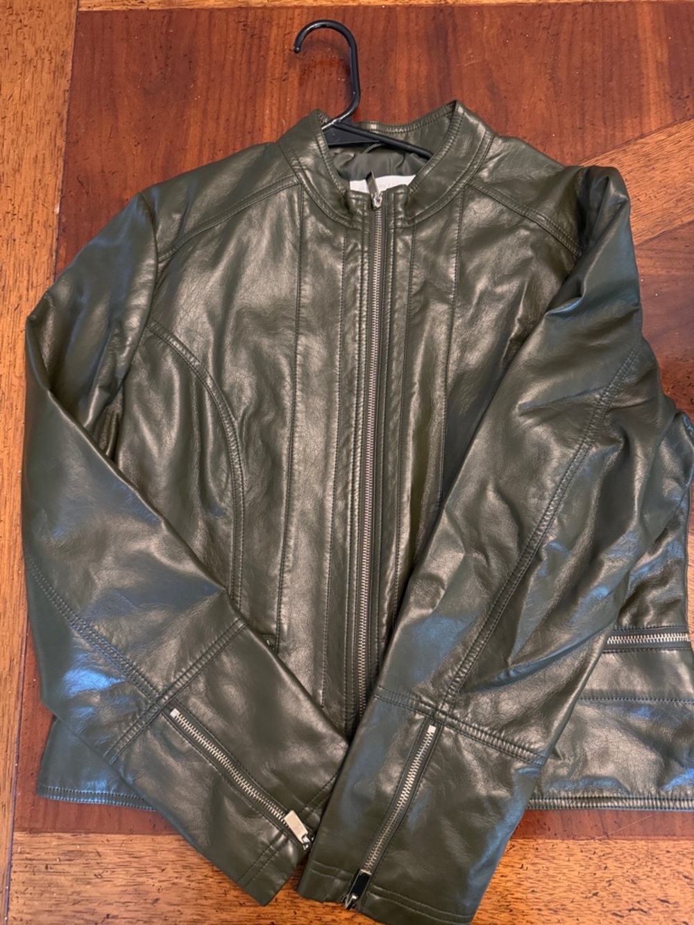 New York & Company Olive Faux Leather Jacket